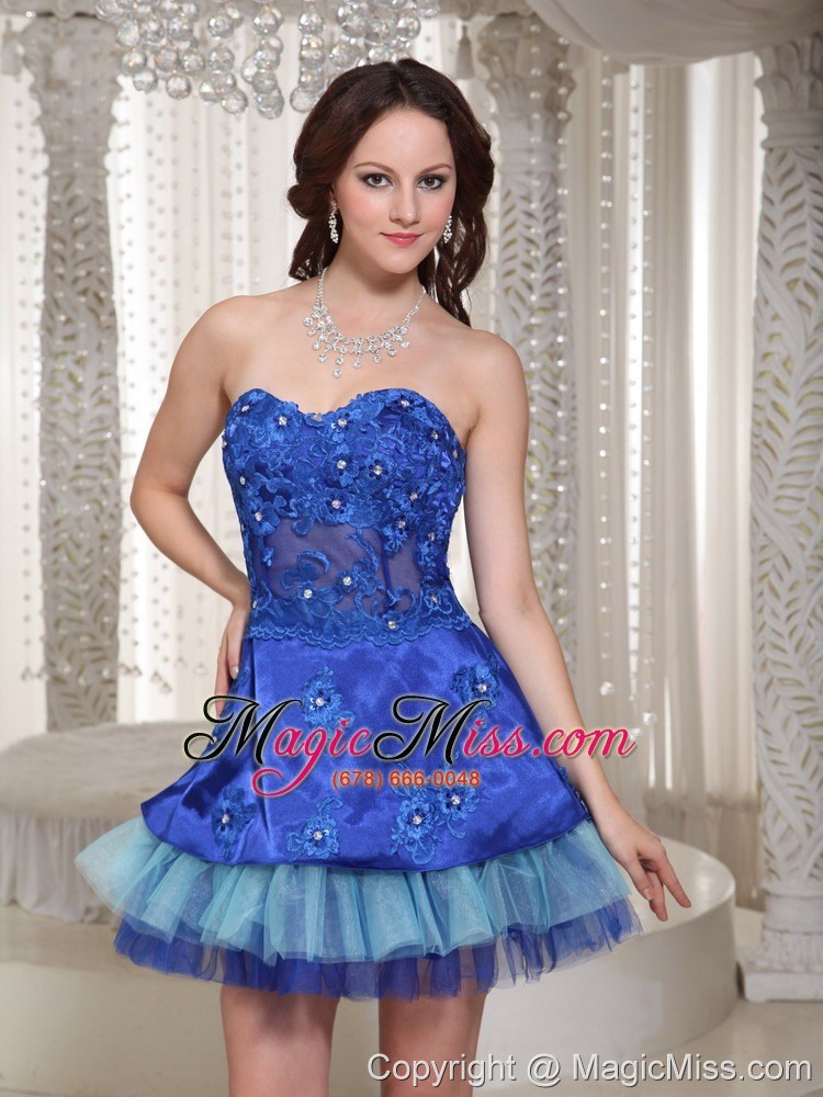 wholesale luxurious style for sweetheart blue beaded drocrate prom / cocktail dress with mini-length