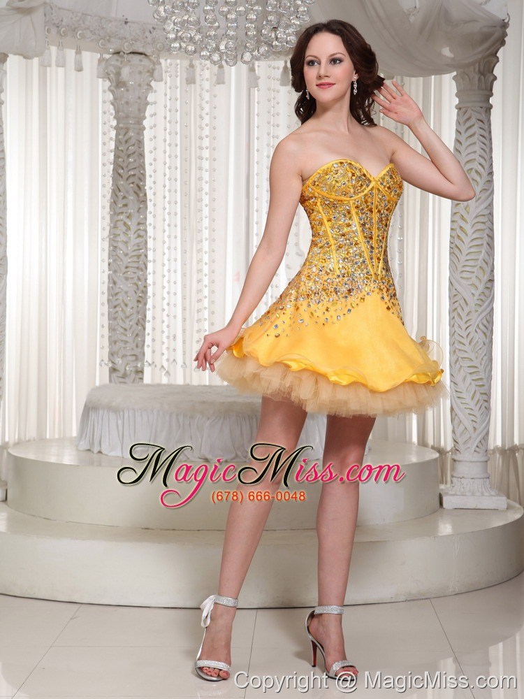 wholesale the brand new sweetheart gold beaded drocrate prom / cocktail dress 2013