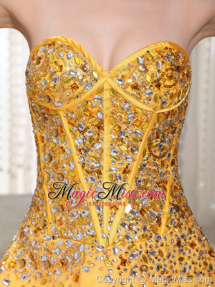 wholesale the brand new sweetheart gold beaded drocrate prom / cocktail dress 2013