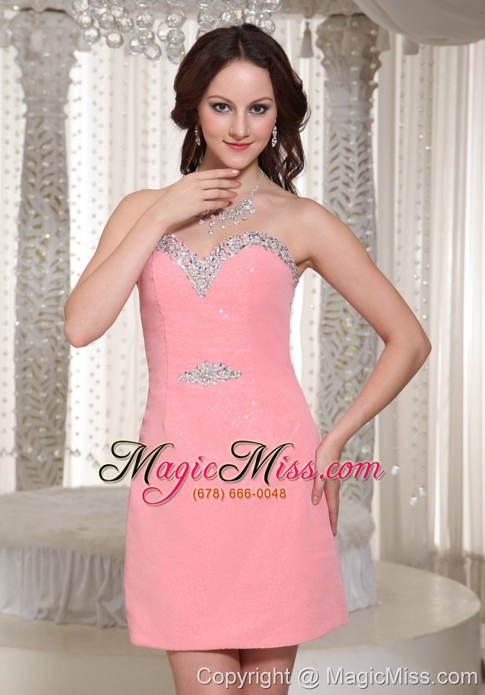 wholesale watermelon column sequin prom dress for formal with beaded decorate