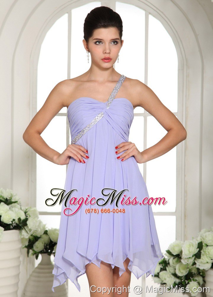 wholesale lilac beaded decorate one shoulder mini-length chiffon 2013 homecoming / cocktail dress in michigan