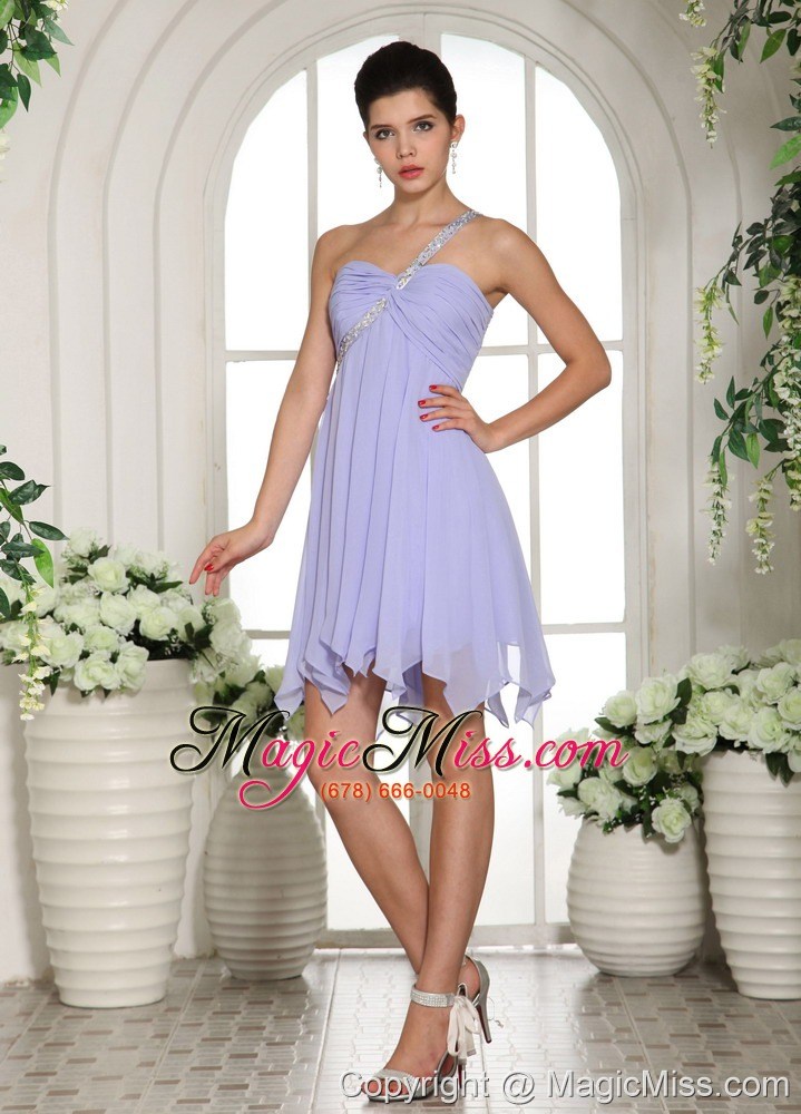 wholesale lilac beaded decorate one shoulder mini-length chiffon 2013 homecoming / cocktail dress in michigan