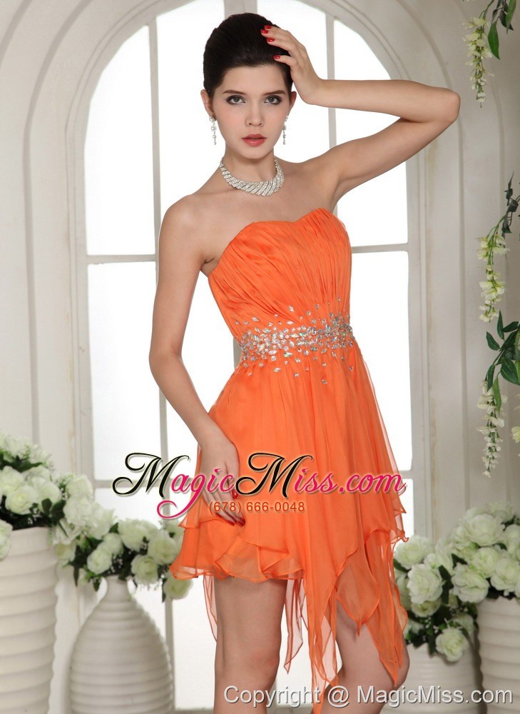 wholesale organza beaded decorate waist asymmetrical homecoming / cocktail dress for custom made in port huron