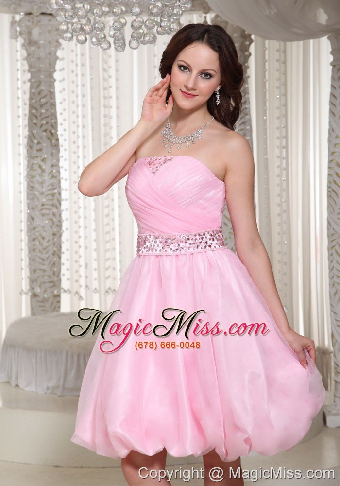 wholesale a-line baby pink homecoming dress with beaded decorate