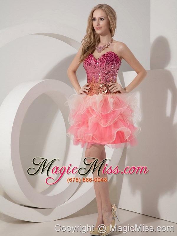wholesale customize watermelon cocktail dress red a-line sweetheart organza beading mini-length