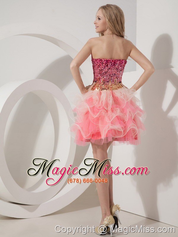 wholesale customize watermelon cocktail dress red a-line sweetheart organza beading mini-length