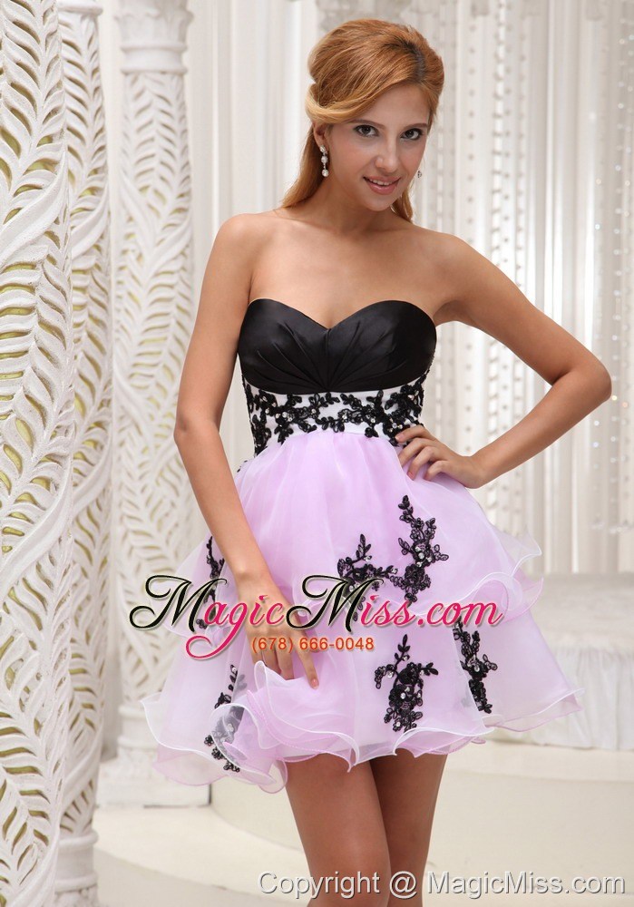 wholesale sweet custom made prom / cocktail dress for 2013 pink organza with appliques mini-length