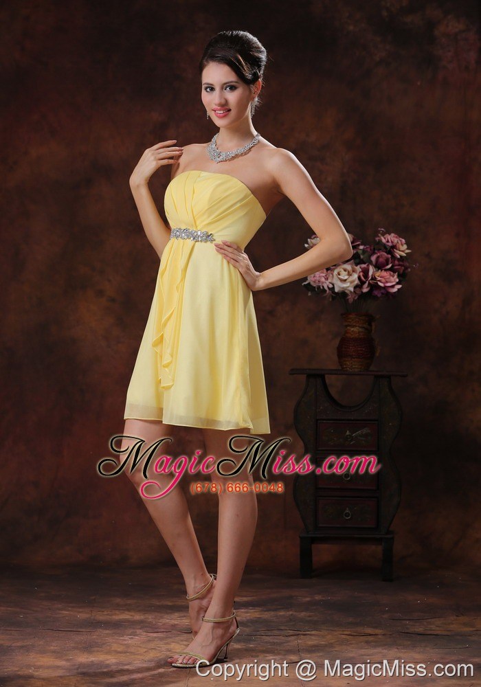 wholesale mesa arizona customize yellow bridesmide dress with beaded and ruch decorate