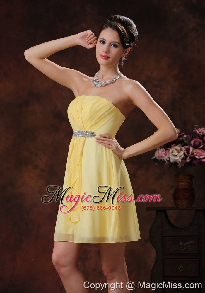 wholesale mesa arizona customize yellow bridesmide dress with beaded and ruch decorate