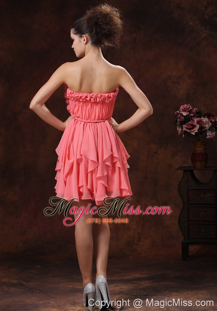 wholesale watermelon hand made flowers and strapless for custom made prom dress