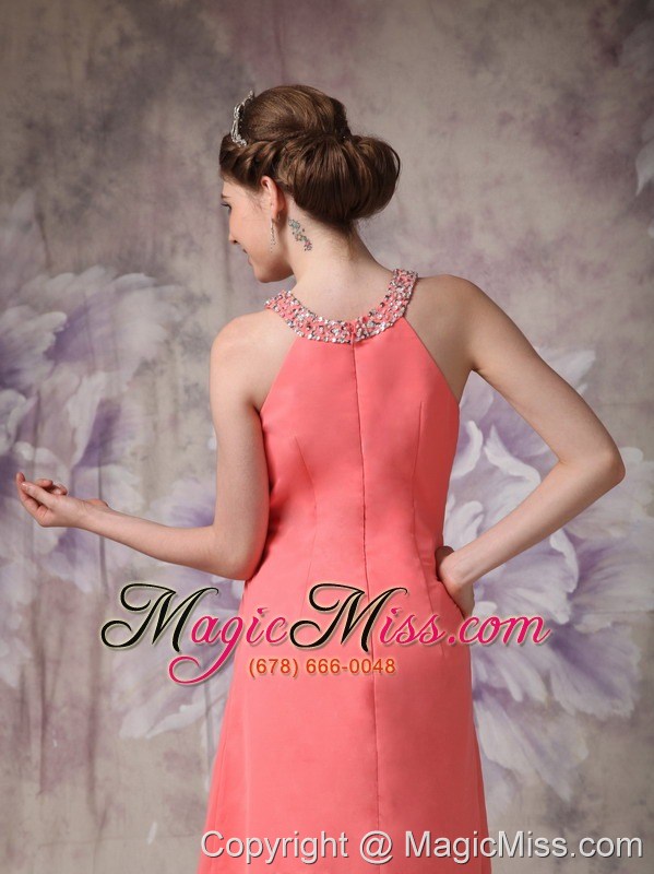 wholesale watermelon empire scoop knee-length chiffon beading prom dress