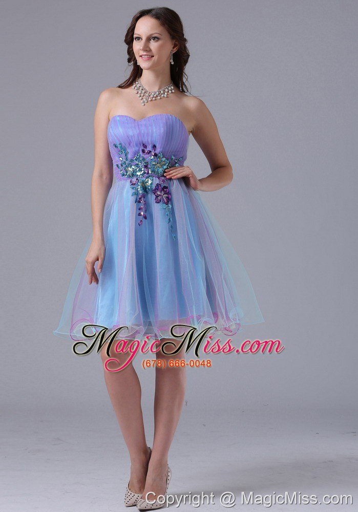 wholesale iowa city multi-color sweetheart prom cocktail dress with appliques and ruch in 2013