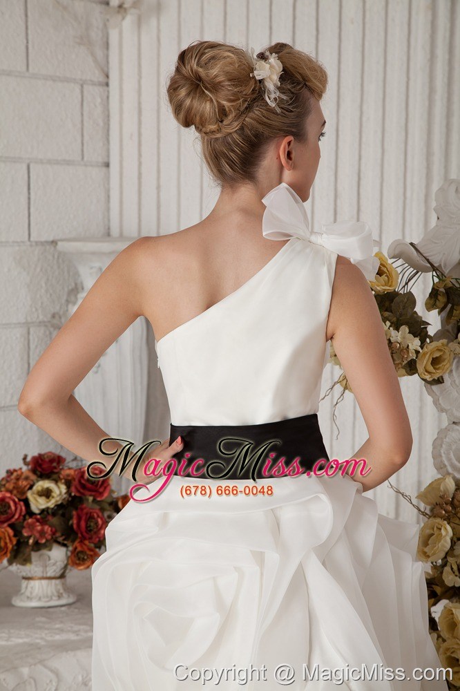wholesale gray column one shoulder mini-length chiffon ruch prom dress