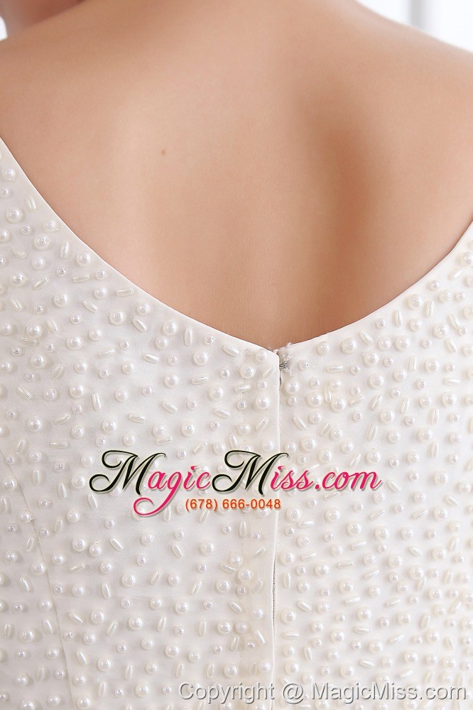 wholesale white column straps mini-length taffeta beading prom dress