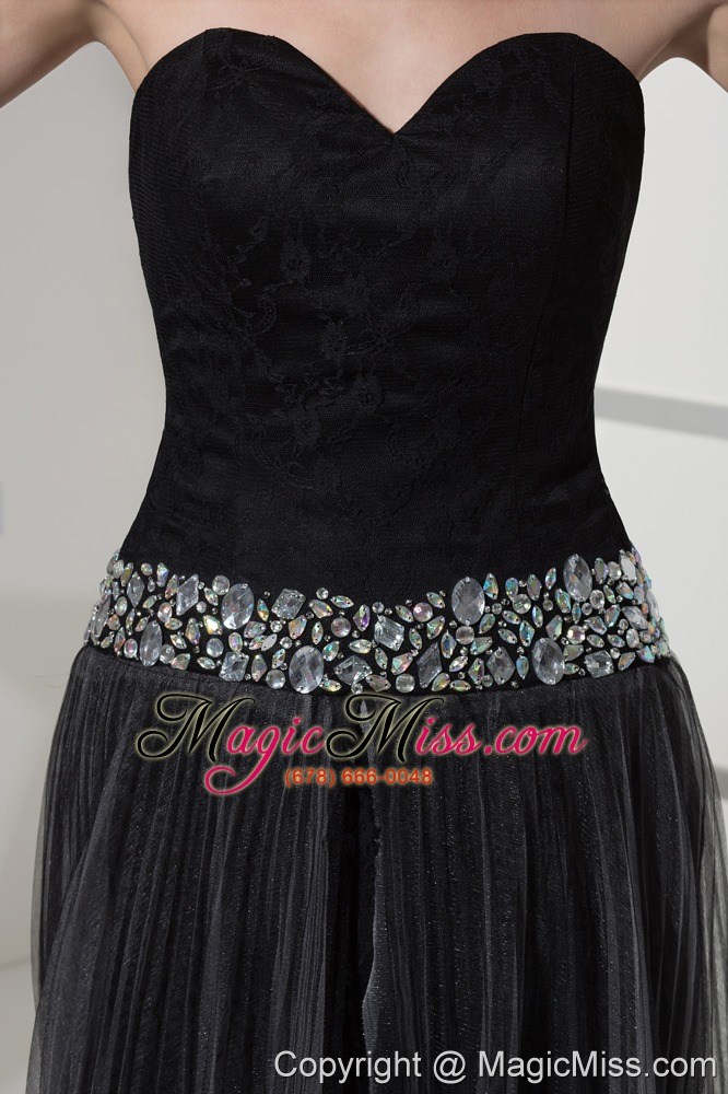 wholesale beading sweetheart high-low black prom dress
