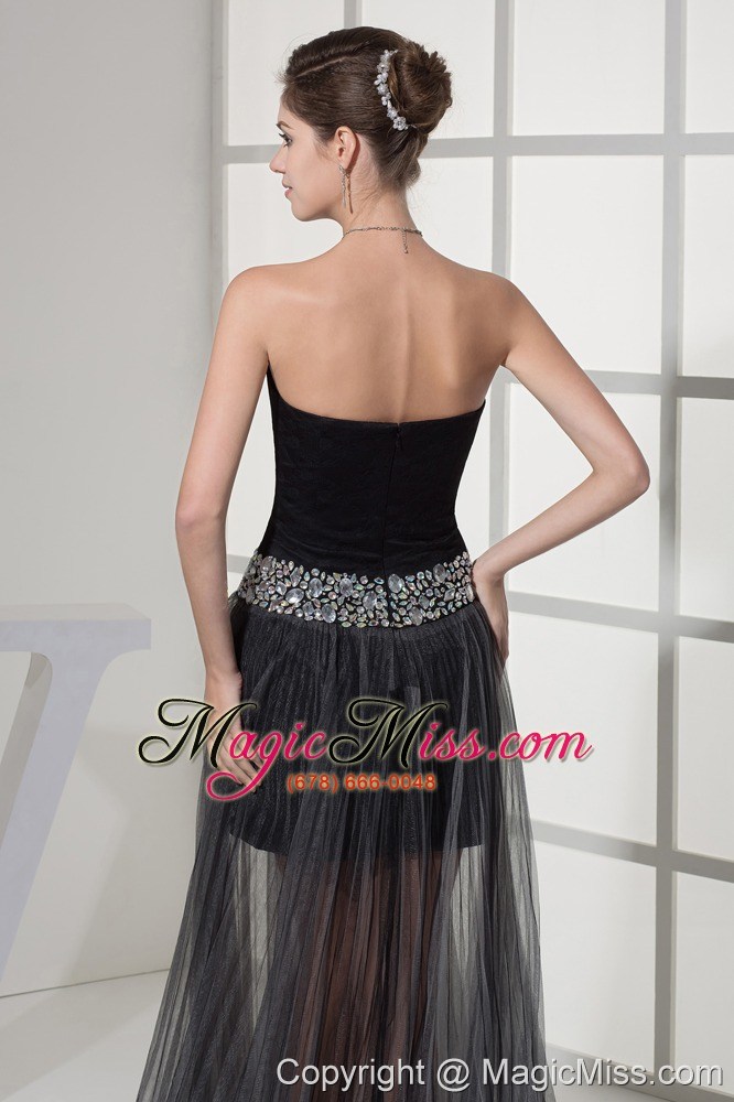 wholesale beading sweetheart high-low black prom dress