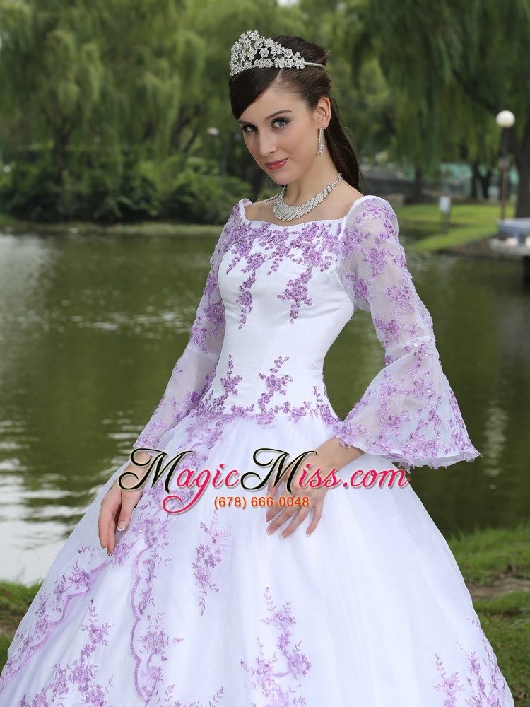 wholesale wholesale embroidery long sleeves sweet 16 party dress with square neckline