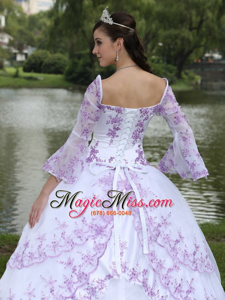 wholesale wholesale embroidery long sleeves sweet 16 party dress with square neckline