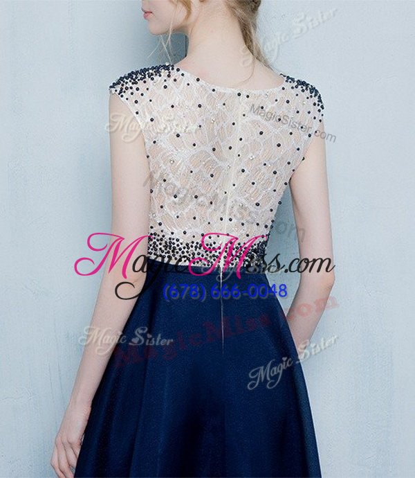 wholesale great scoop chiffon cap sleeves floor length prom dress and beading and ruching