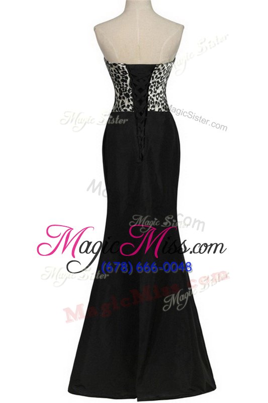 wholesale high quality mermaid satin sweetheart sleeveless lace up pattern military ball dresses for women in black