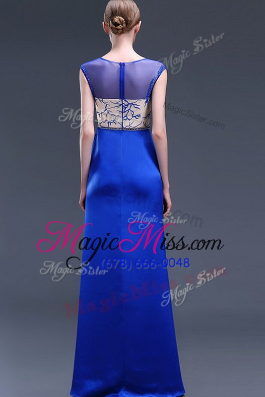 wholesale traditional scoop sleeveless zipper floor length beading and appliques homecoming dress