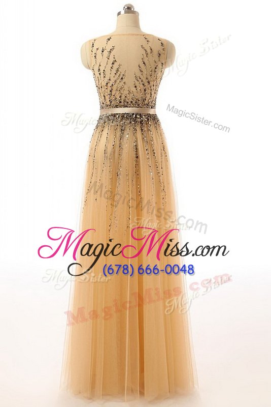 wholesale wonderful orange evening dress prom and party and for with beading and belt bateau sleeveless side zipper