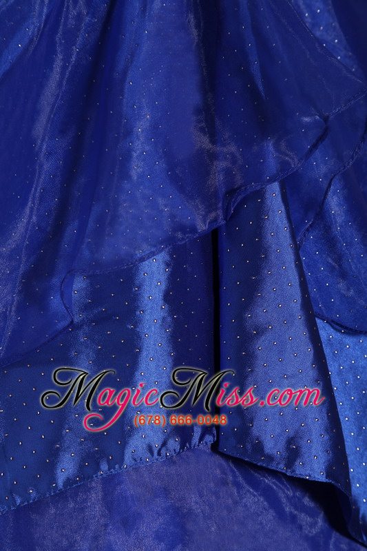 wholesale royal blue ball gown one shoulder floor-length organza beading quinceanera dress