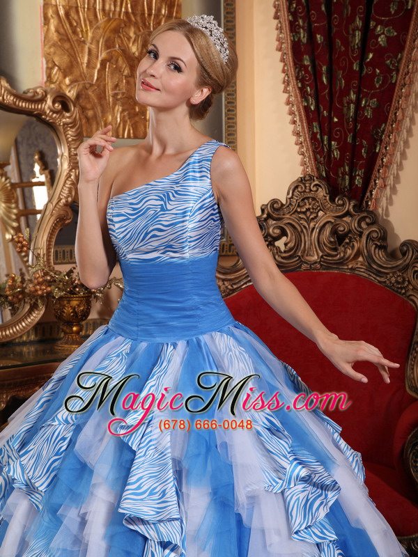 wholesale multi-color ball gown one shoulder floor-length ruffles quinceanera dress