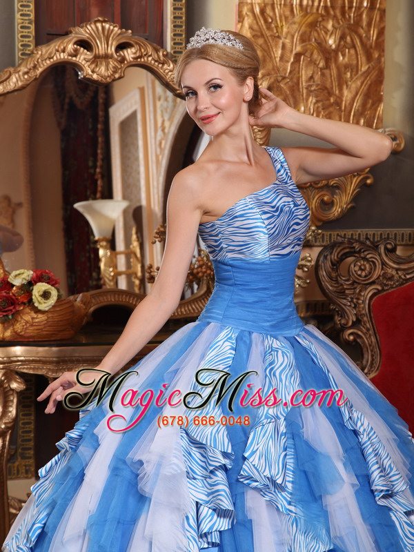 wholesale multi-color ball gown one shoulder floor-length ruffles quinceanera dress