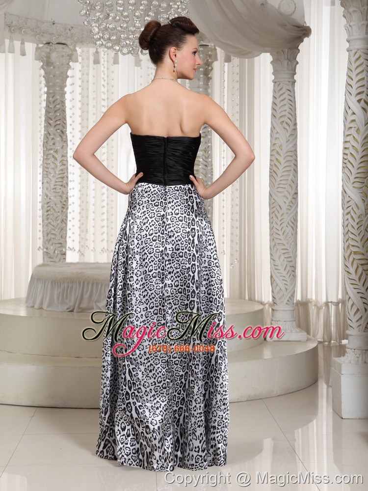 wholesale ruched bodice embellishment sweetheart leopard prom dress with floor-length