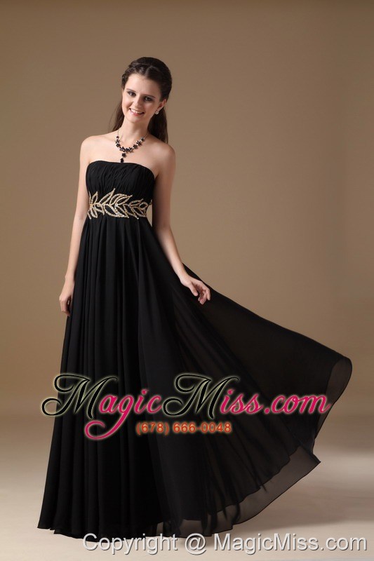 wholesale black empire strapless floor-length chiffon beading prom dress