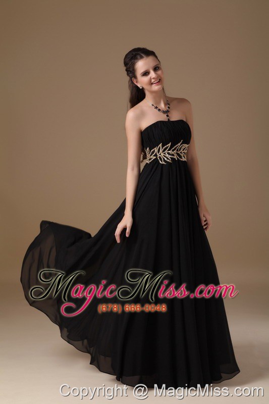 wholesale black empire strapless floor-length chiffon beading prom dress