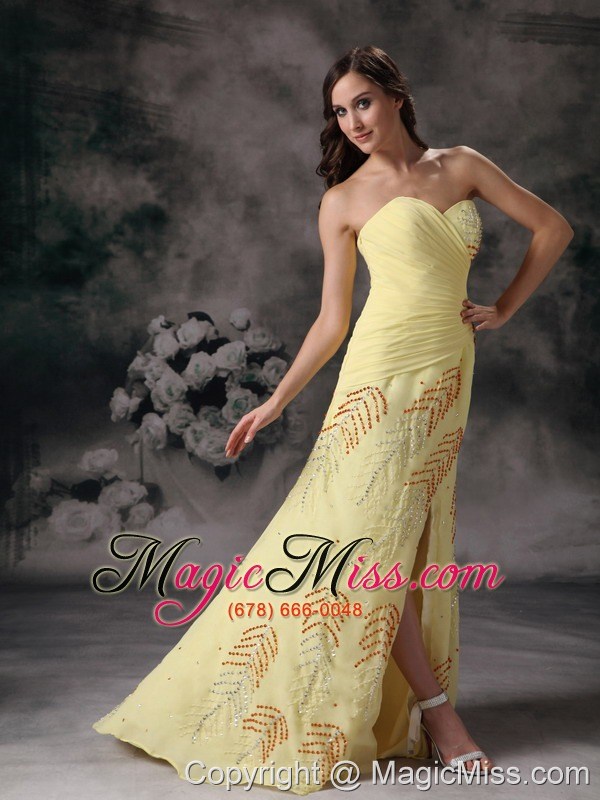 wholesale yellow column / sheath sweetheart elegant prom dress chiffon beading