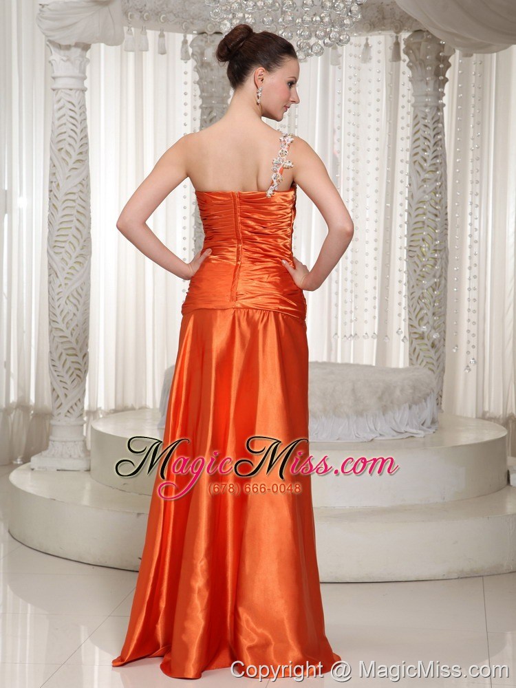 wholesale ready to wear high slit one shoulder appliques with beading designer prom dress