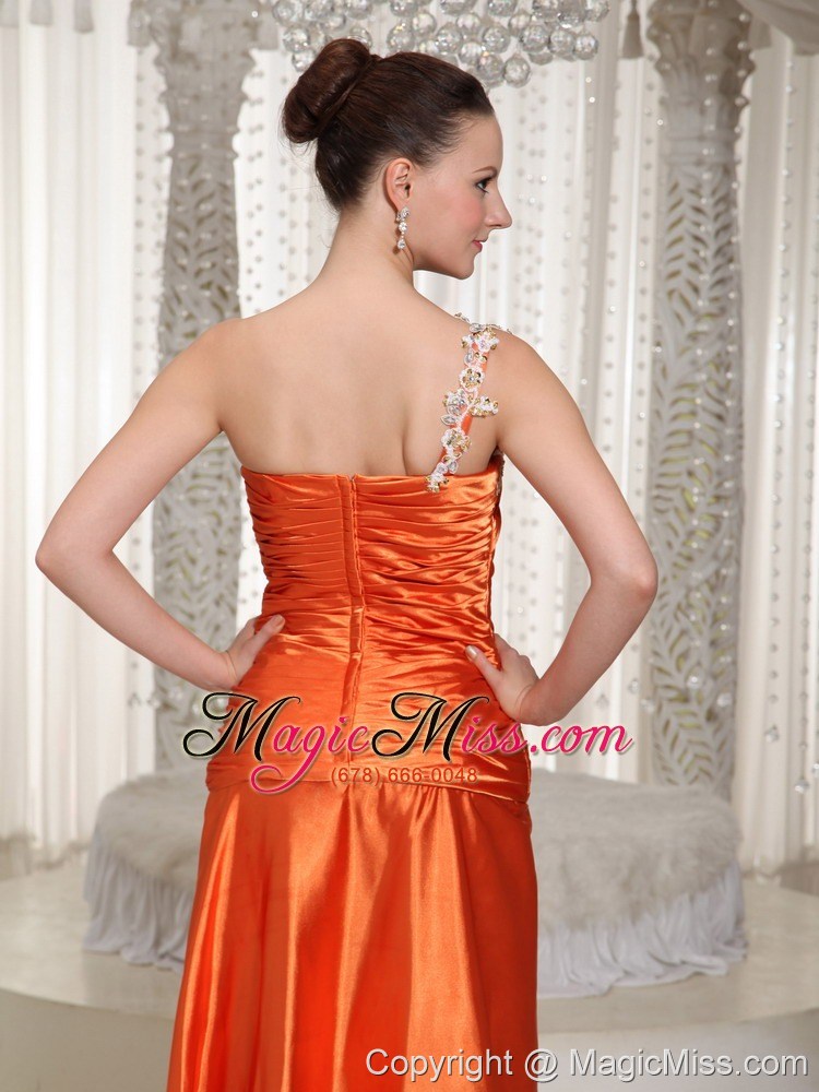 wholesale ready to wear high slit one shoulder appliques with beading designer prom dress