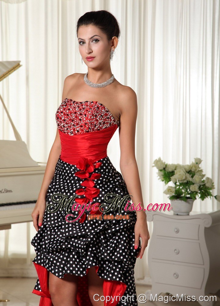 wholesale zipper speical fabric beaded decorate bust high-low 2013 prom dress