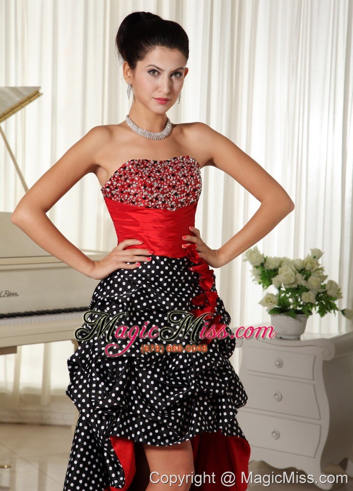 wholesale zipper speical fabric beaded decorate bust high-low 2013 prom dress