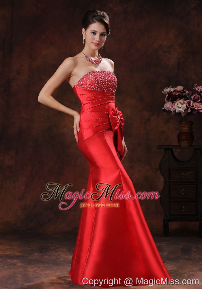wholesale red satin mermaid prom dress with beaded decorate bust in green valley arizona