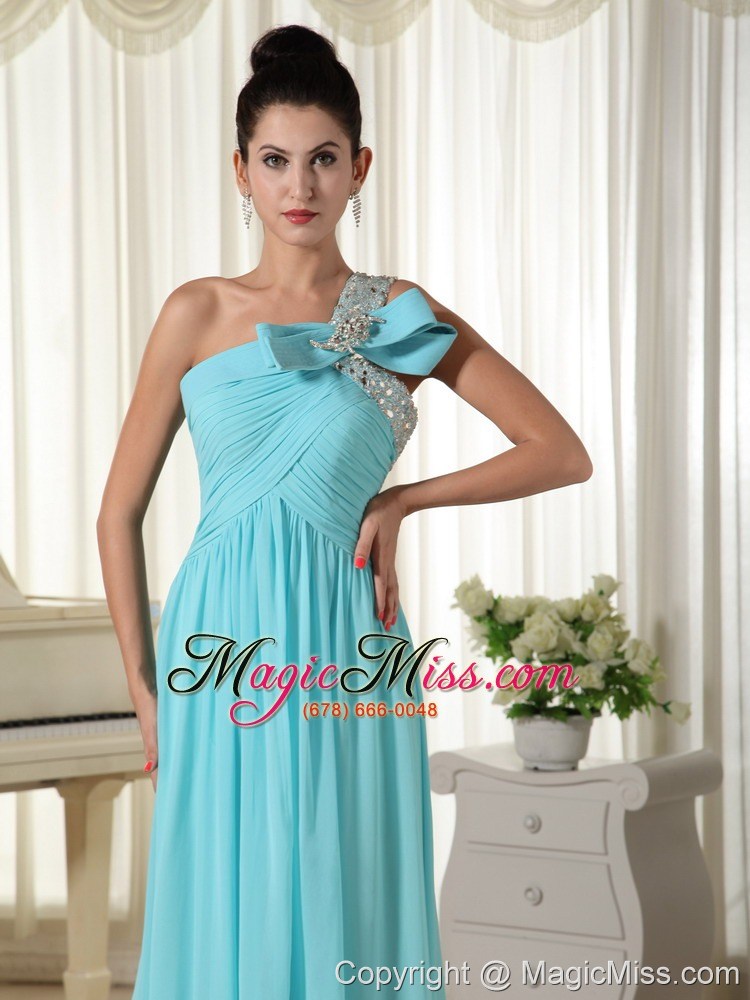 wholesale beaded decorate one shoulder with ruched bodice inexpensive prom dress