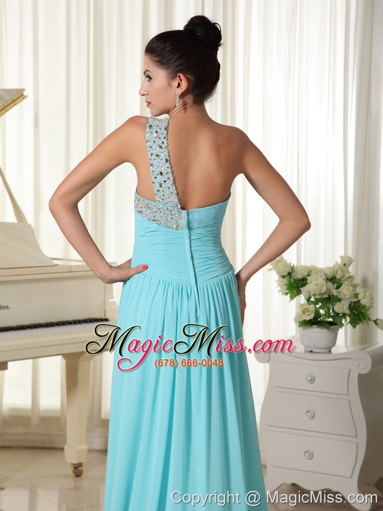 wholesale beaded decorate one shoulder with ruched bodice inexpensive prom dress