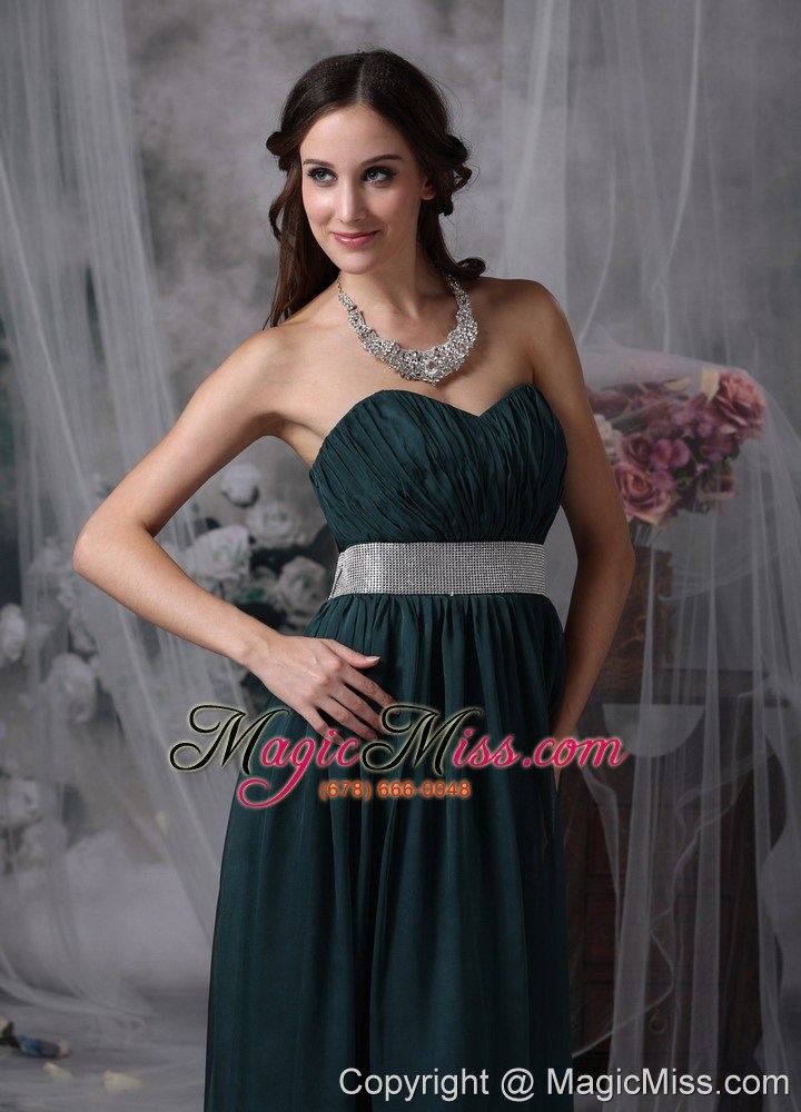 wholesale exquisite dark green prom / evening dress empire sweetheart chiffon belt brush train