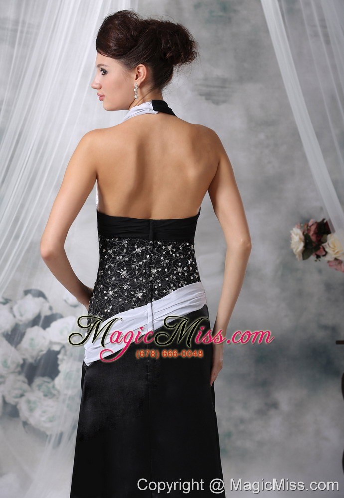 wholesale forest city iowa halter beaded decorate wasit chiffon and satin white and black floor-length for 2013 prom / evening dress