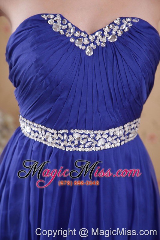 wholesale royal blue empire sweetheart floor-length chiffon beading and ruch prom / celebrity dress