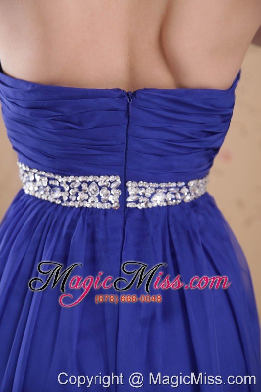 wholesale royal blue empire sweetheart floor-length chiffon beading and ruch prom / celebrity dress