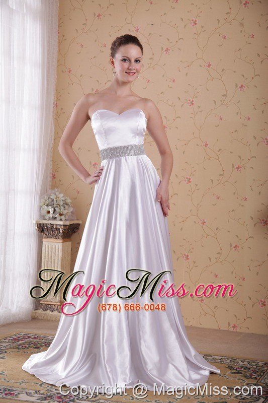 wholesale ivory empire sweetheart floor-length beading satin prom / pageant dress