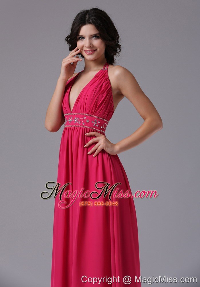wholesale coral red halter for 2013 prom dress in brentwood california with beaded decorate waist