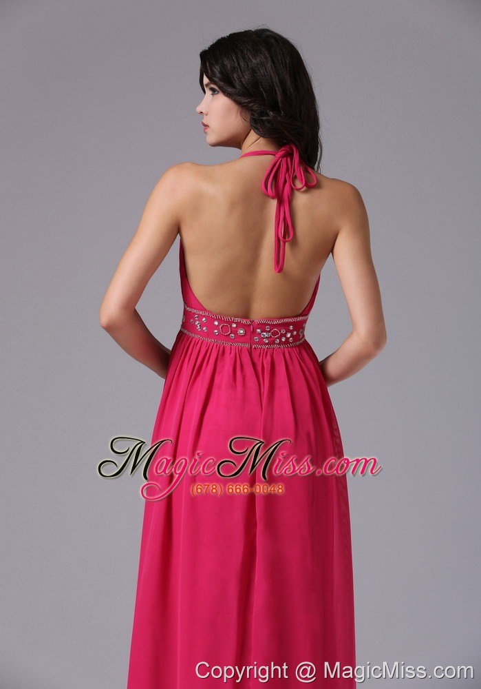 wholesale coral red halter for 2013 prom dress in brentwood california with beaded decorate waist