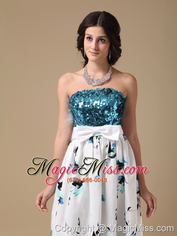 wholesale multi-color empire strapless floor-length pringting sequin prom dress