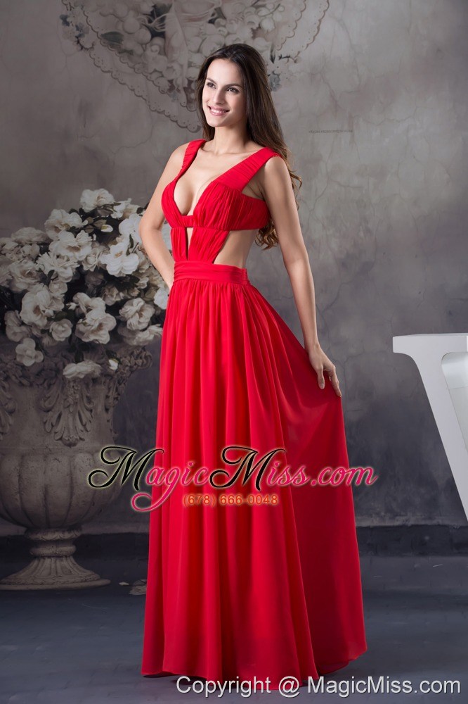 wholesale sexy column long ruching straps prom dress in red