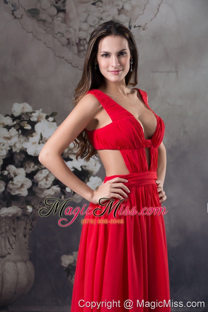wholesale sexy column long ruching straps prom dress in red